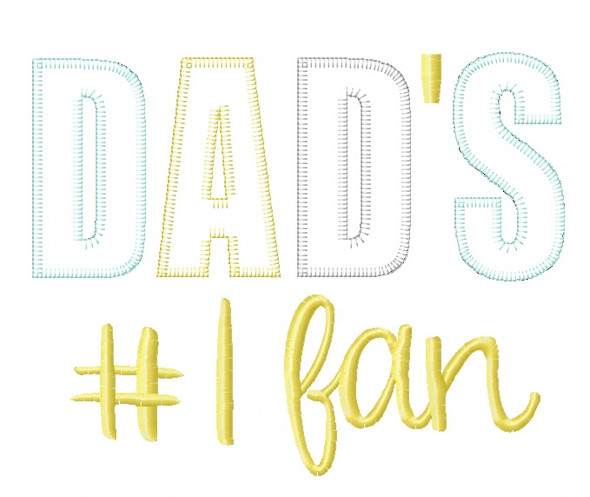 Dad Number 1 Fan Blanket and Vintage Stitch Applique Embroidery Design