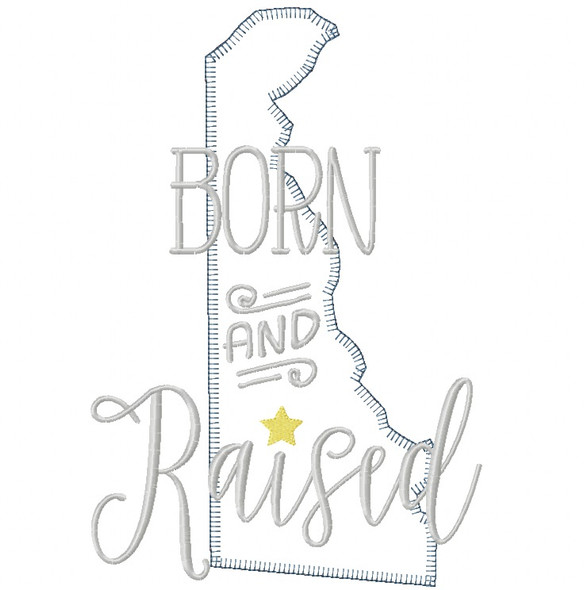 Delaware Born and Raised Vintage and Blanket Stitch Applique