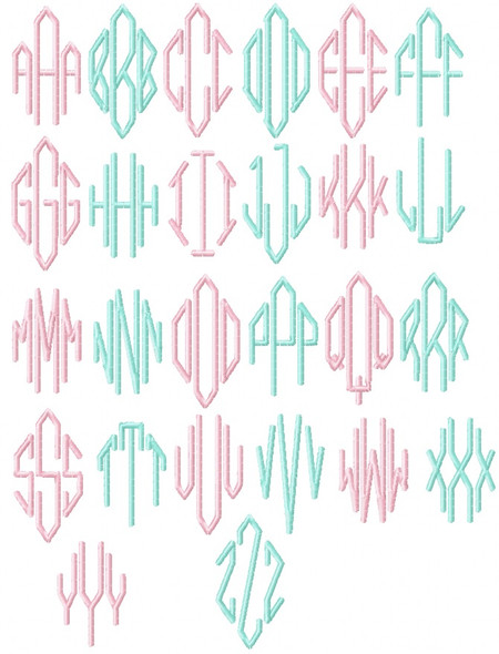 Diamond Monogram Embroidery Font Design