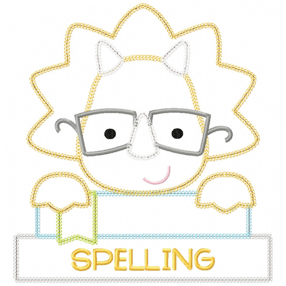 Dino and Books Chain and Vintage Applique Machine Embroidery Design