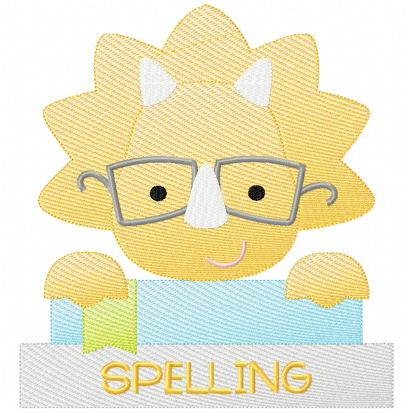 Dino and Books Sketch Applique Machine Embroidery Design