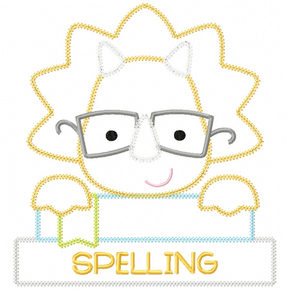 Dino and Books Chain and Vintage Applique   Embroidery Design