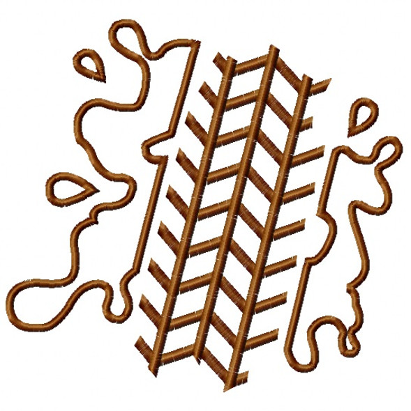 Dirt Track Satin and Zigzag Stitch Applique Machine Embroidery Design