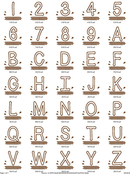 Dirt Tracks Applique Alphabet  Embroidery Design Font