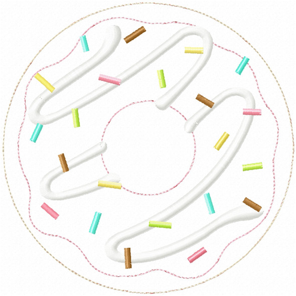 Donut Simple stitch and Sketch Fill Applique Embroidery Design