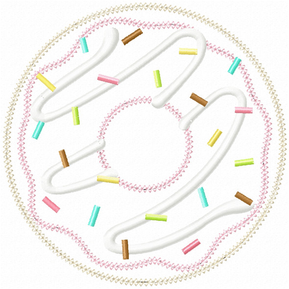 Donut Vintage and Chain Applique Embroidery Design