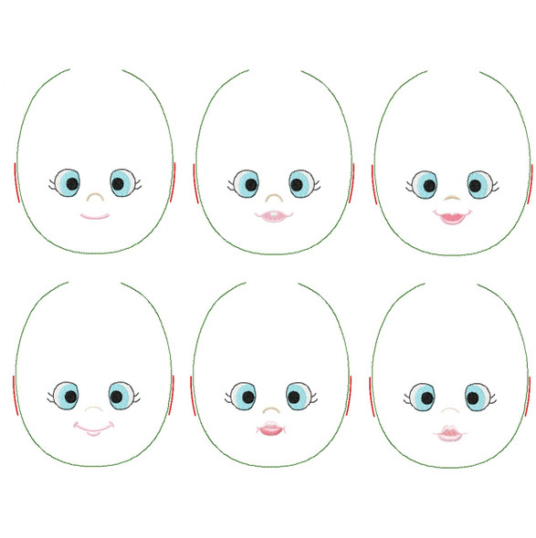 Kaitlyn Doll Faces Addon Machine Embroidery Design