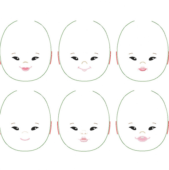 Nessa Doll Faces Addon Machine Embroidery Design