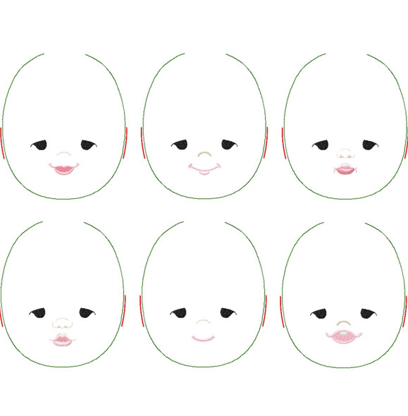 Penelope Doll Faces Addon Machine Embroidery Design