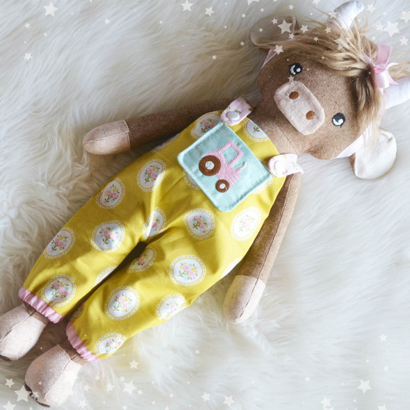 Hazel Highland Cow Diary Cow Doll Plushie Machine Embroidery Design Project