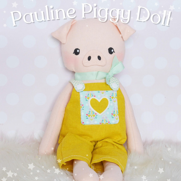 Pauline Pig Piggy Doll Plushie Machine Embroidery Design Project