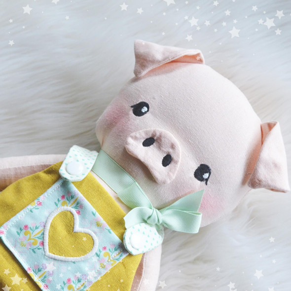 Pauline Pig Piggy Doll Plushie Machine Embroidery Design Project