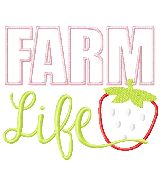 Farm Life Satin and Zigzag Stitch Applique Machine Embroidery Design