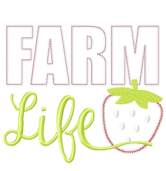 Farm Life Satin and Zigzag Stitch Applique  Embroidery Design