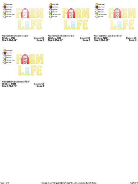 Farm Life 2 Sketch Applique   Embroidery Design