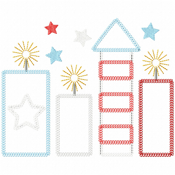 Firework Bundle Vintage and Chain Applique Embroidery Design