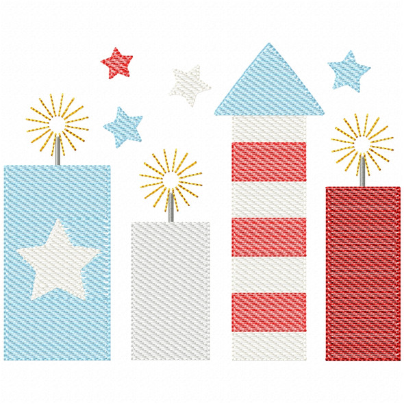 Firework Bundle Stitch and Sketch Fill Applique Embroidery Design