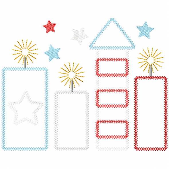 Firework Bundle Vintage and Chain Applique Embroidery Design