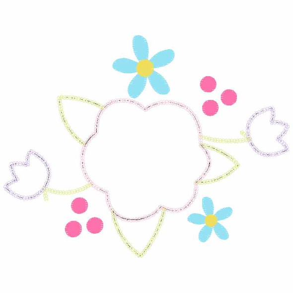Floral Spray Chain and Vintage Applique Embroidery Design