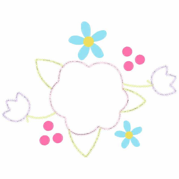 Floral Spray Chain and Vintage Applique Embroidery Design