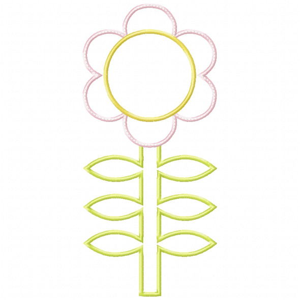 Flower 2 Satin and Zigzag Applique Machine Embroidery Design