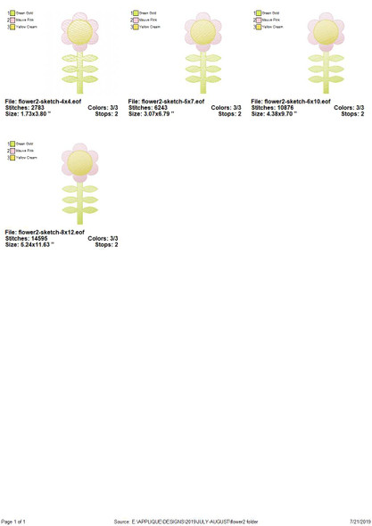 Flower 2 Sketch Applique Embroidery Design