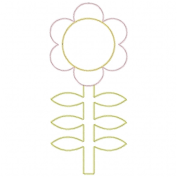 Flower 2 Satin and Zigzag Applique Embroidery Design