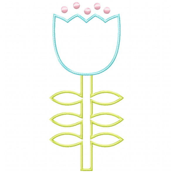 Flower 3 Satin and Zigzag Applique Machine Embroidery Design