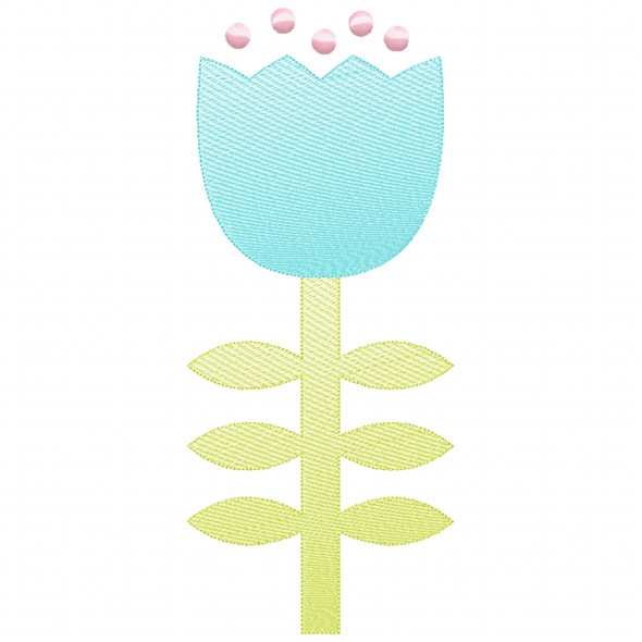 Flower 3 Sketch Applique Machine Embroidery Design