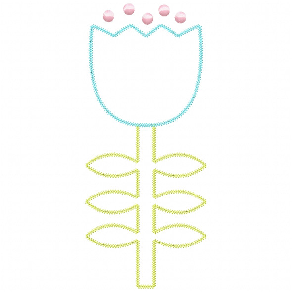 Flower 3 Chain and Vintage Applique Machine Embroidery Design