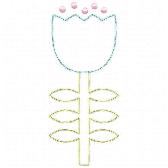 Flower 3 Satin and Zigzag Applique Embroidery Design