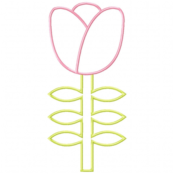 Flower 4 Satin and Zigzag Applique Machine Embroidery Design