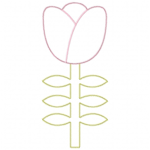 Flower 4 Satin and Zigzag Applique Embroidery Design