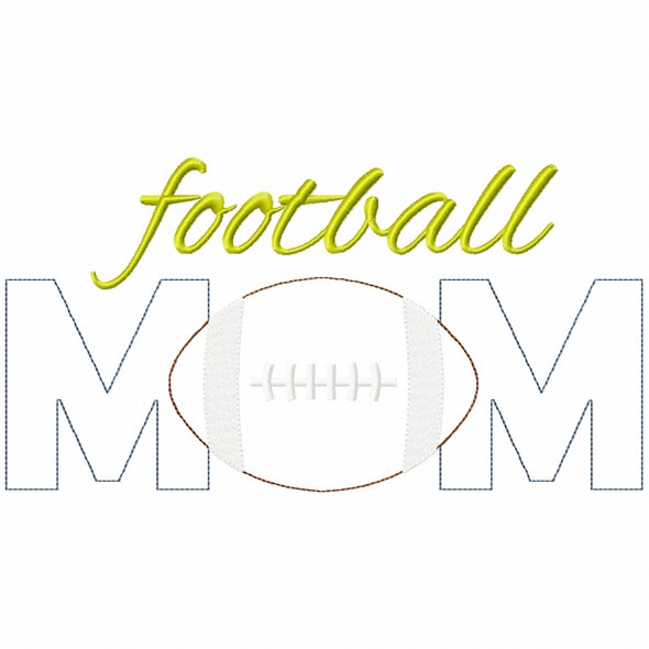 Football Mom Simple Stitch and Sketch Fill Applique Machine Embroidery Design