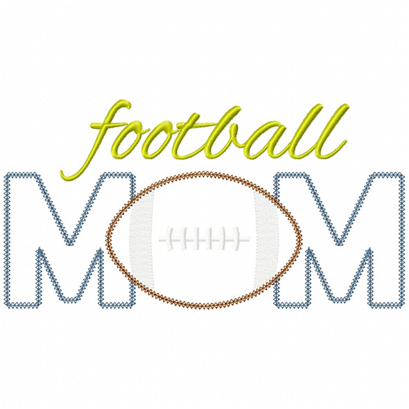 Football Mom Vintage and Chain Applique Machine Embroidery Design