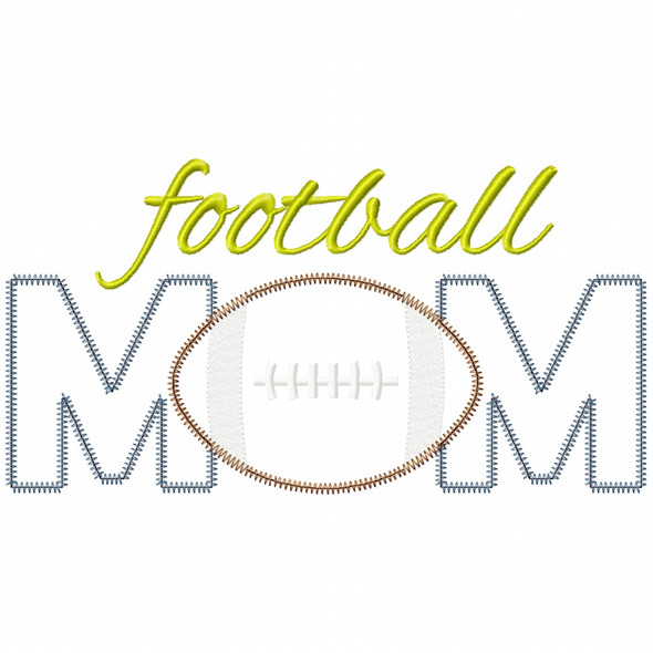 Football Mom Satin and Zigzag Applique Embroidery Design