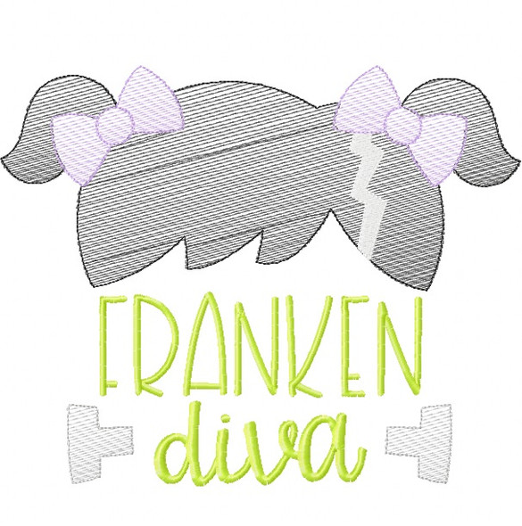 Franken Diva Sketch Embroidery Machine Embroidery Design