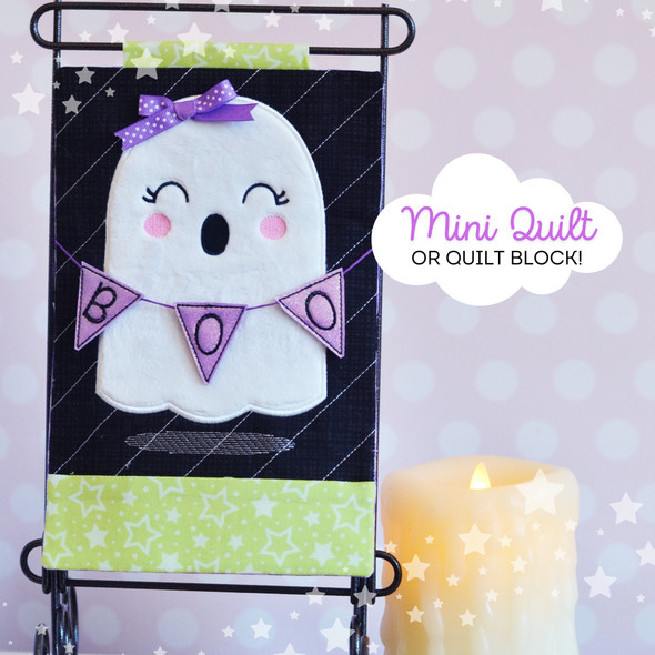 Ghost Mini Charm Quilt Block In the Hoop machine embroidery design