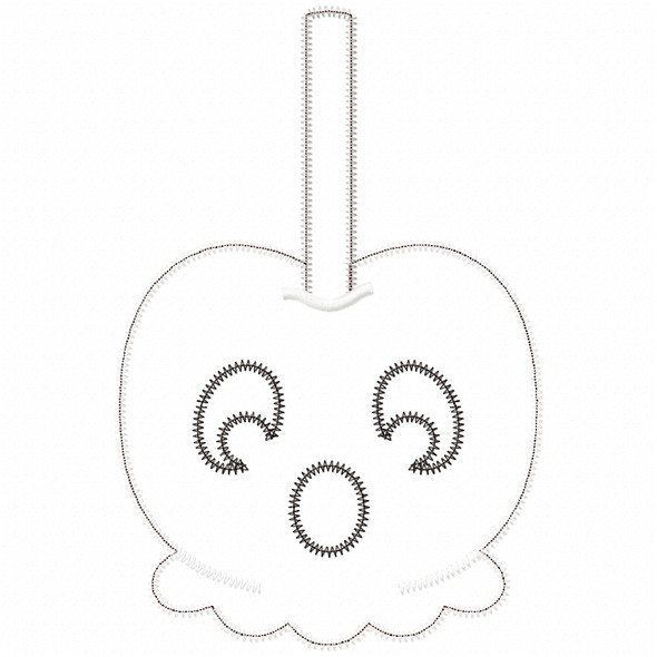 Ghost Candy Apple Satin and Zigzag Applique Embroidery Design