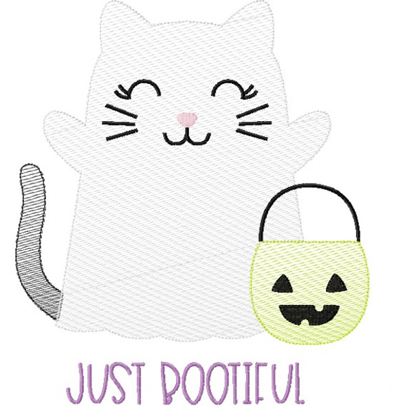 Ghost Kitty Sketch Embroidery Machine Embroidery Design
