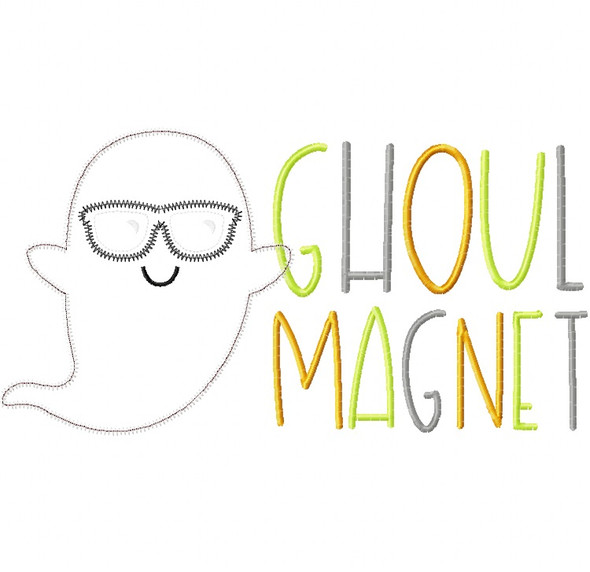 Ghoul Magnet Satin and Zigzag Stitch Applique Embroidery Design