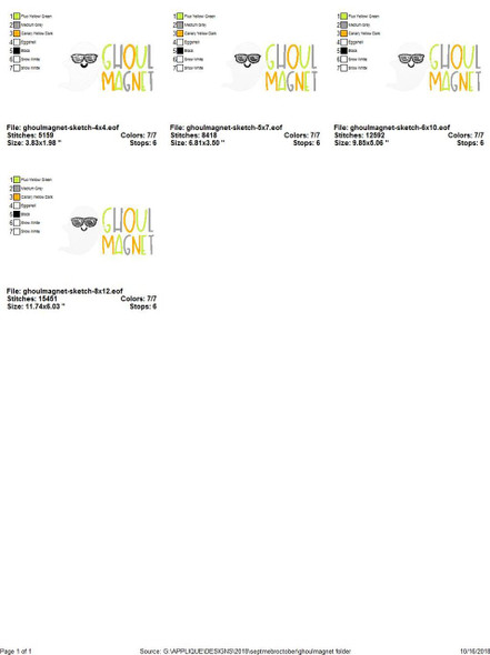 Ghoul Magnet Sketch Embroidery Design