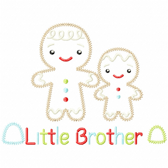 Sibling Gingerbread Brothers Vintage and Chain Applique Embroidery Design
