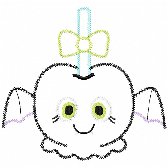 Girly Bat Candy Apple Vintage and Chain Applique Machine Embroidery Design