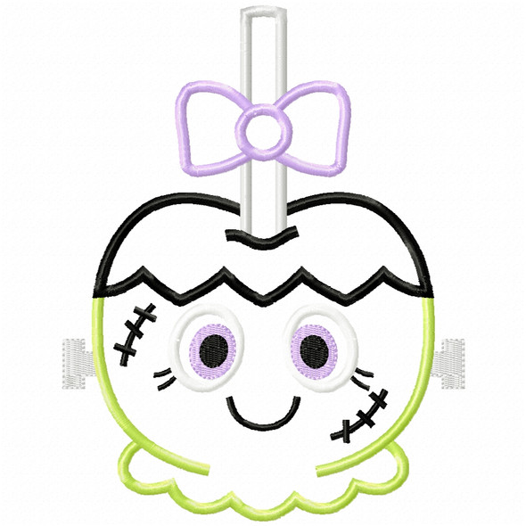 Girly Franken Candy Apple Satin and Zigzag Applique Machine Embroidery Design