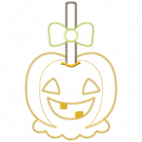 Girly Jack O Lantern Candy Apple Vintage and Chain Applique Embroidery Design