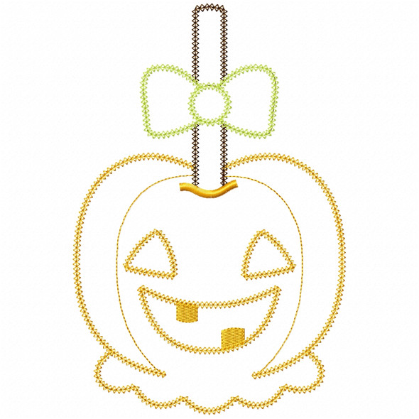 Girly Jack O Lantern Candy Apple Vintage and Chain Applique Machine Embroidery Design