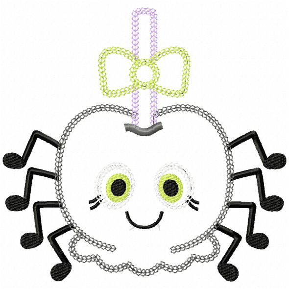 Girly Spider Candy Apple Vintage and Chain Applique Embroidery Design