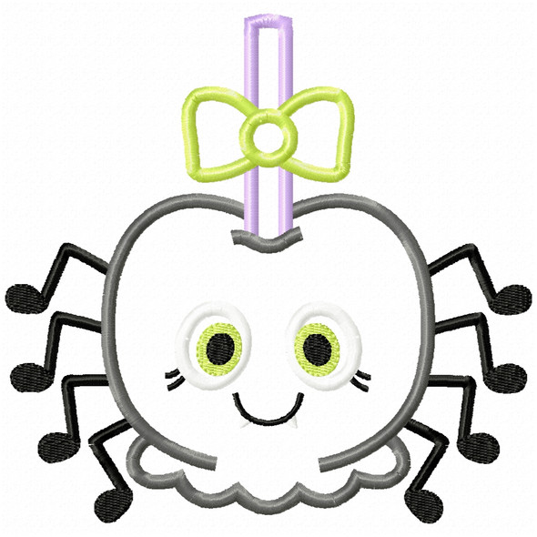 Girly Spider Candy Apple Satin and Zigzag Applique Machine Embroidery Design