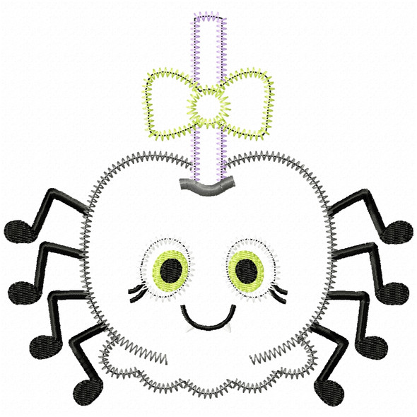 Girly Spider Candy Apple Satin and Zigzag Applique Embroidery Design